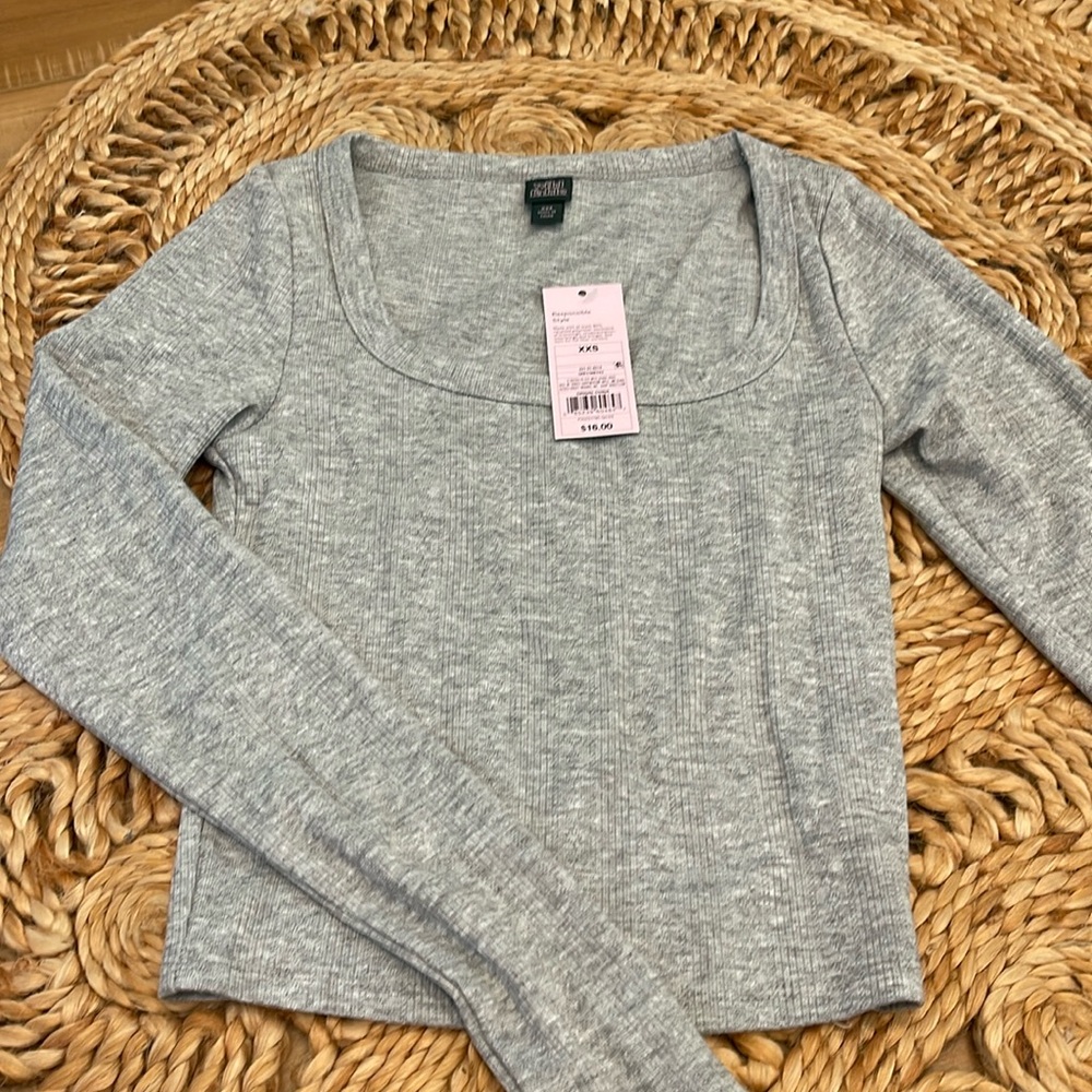 Wild Fable grey long sleeved scoop neck top XXS